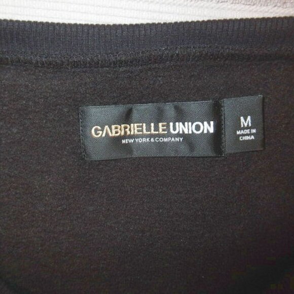 Gabrielle Union NY&C Embroidered Sweatshirt Size M Puff Sleeves Metallic Boho - Picture 4 of 11